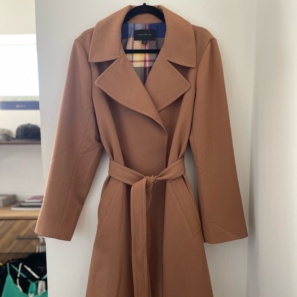 Ann Taylor Plaid Lined Trench Jacket